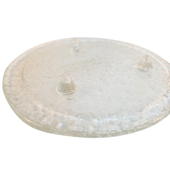 Riekes Crisa Handmade Glass Plate Textured Footed Clear 8" Turkey 1990s Vintage - Picture 6 of 7